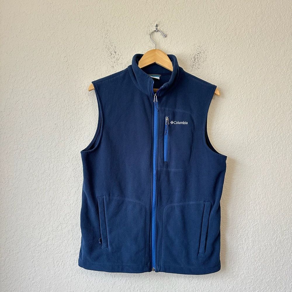 COLUMBIA Mens Full-Zip Fast Trek Fleece Vest in Navy